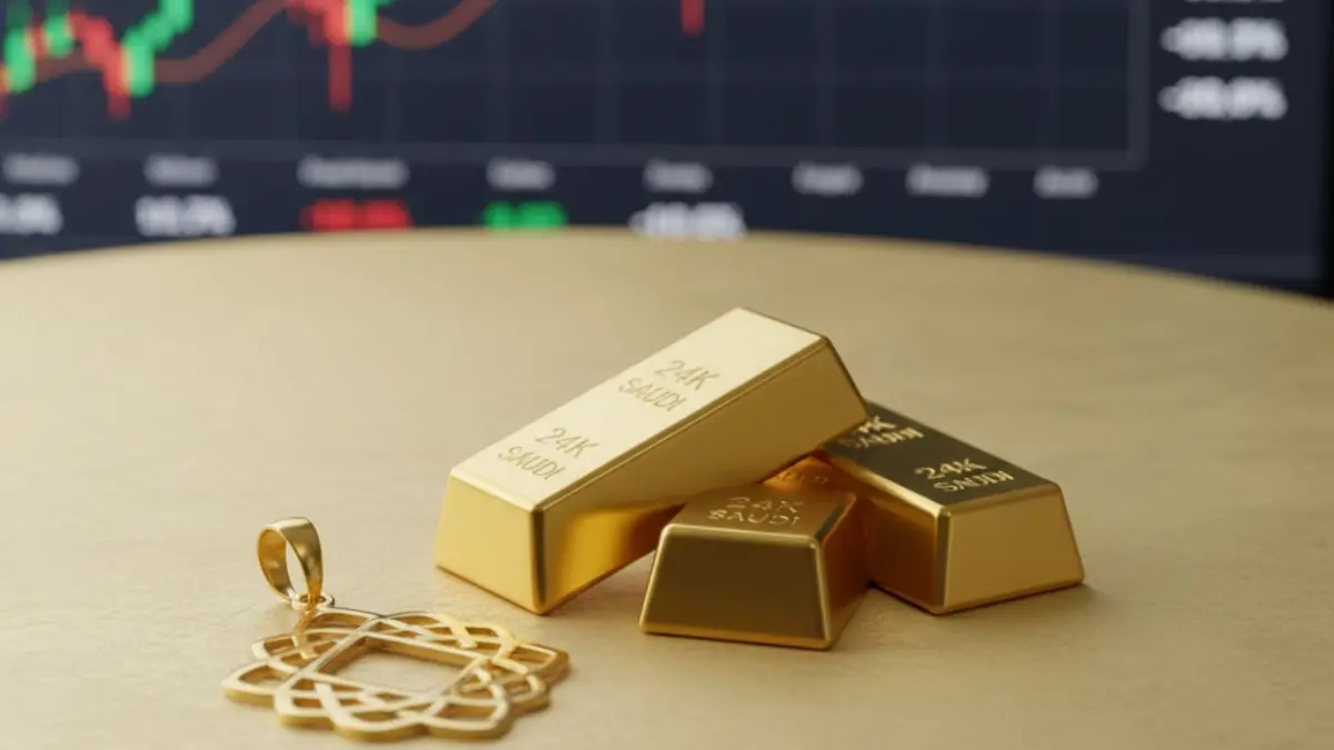 Realistic photo of Saudi gold bars for live gold rate update