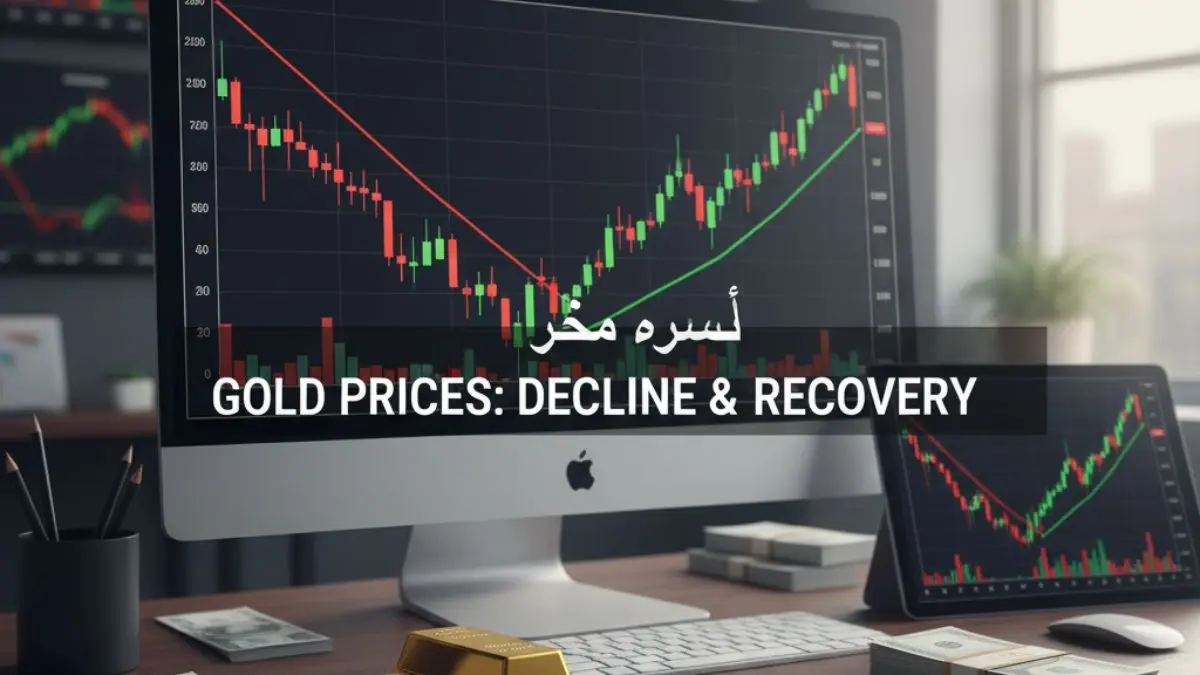 Graph showing gold prices falling then rising during recovery phases